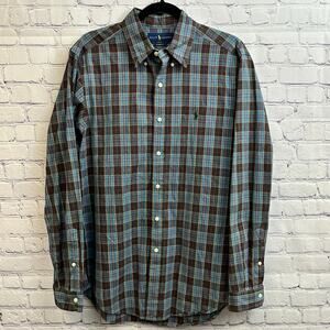 Ralph Lauren Men's Plaid Long Sleeve Button Down Classic Fit Size Medium Cotton
